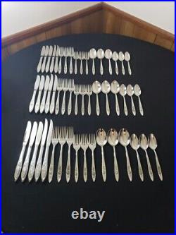 51 Pc Set Oneida Silver Community My Rose Stainless Flatware Silverware