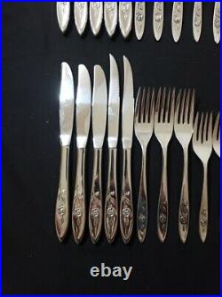 51 Pc Set Oneida Silver Community My Rose Stainless Flatware Silverware