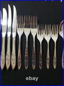 51 Pc Set Oneida Silver Community My Rose Stainless Flatware Silverware