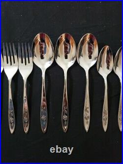 51 Pc Set Oneida Silver Community My Rose Stainless Flatware Silverware