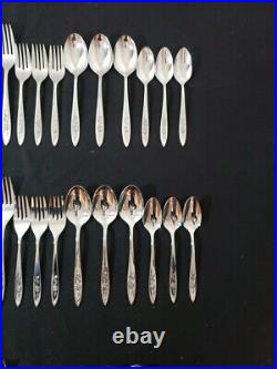 51 Pc Set Oneida Silver Community My Rose Stainless Flatware Silverware