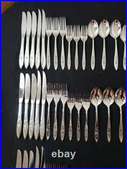 51 Pc Set Oneida Silver Community My Rose Stainless Flatware Silverware