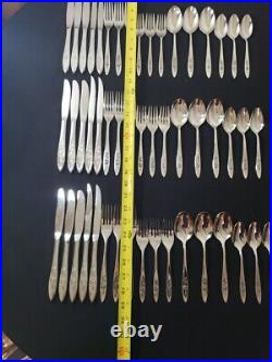 51 Pc Set Oneida Silver Community My Rose Stainless Flatware Silverware