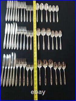 51 Pc Set Oneida Silver Community My Rose Stainless Flatware Silverware