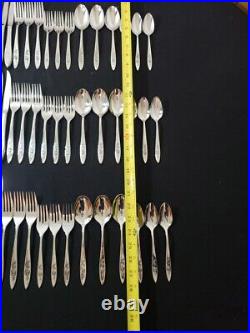 51 Pc Set Oneida Silver Community My Rose Stainless Flatware Silverware