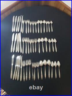 51 Pc Set Oneida Silver Community My Rose Stainless Flatware Silverware