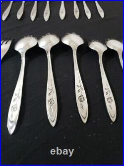 51 Pc Set Oneida Silver Community My Rose Stainless Flatware Silverware