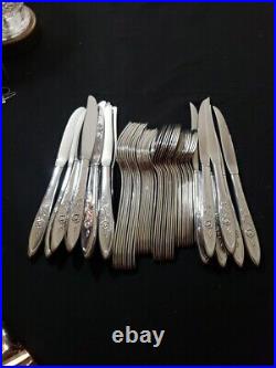 51 Pc Set Oneida Silver Community My Rose Stainless Flatware Silverware