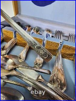 51 Pc Stainless Flatware Set With Hardwood Everbrite Deluxe Box