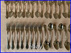 51 Piece SSS By Oneida Celebrity Stainless 8 Place Settings Knive Forks Spoons