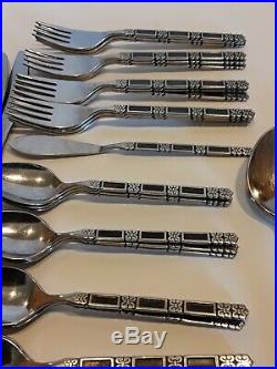 53 Pcs ONEIDA COMMUNITY STAINLESS BLACK ACCENT MADRID 9 PLACE SERVING SET