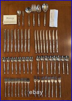 54 Pc Set Oneida Act 1 Cube Stainless Flatware Silverware Glossy Service For 8