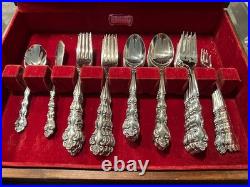 55 Pc Arbor True Rose Silver Plated 1881 Rogers Oneida Ltd With Storage