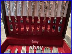55 Pc Arbor True Rose Silver Plated 1881 Rogers Oneida Ltd With Storage 55 Pc Arbor True Rose Silver Plated 1881 Rogers Oneida Ltd With Storage