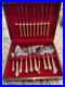 55 Pcs Oneida Community Stainless Golden Royal Flatware Set with Wood Chest