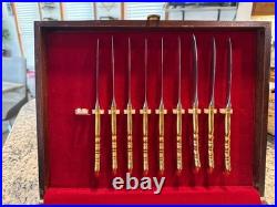 55 Pcs Oneida Community Stainless Golden Royal Flatware Set with Wood Chest