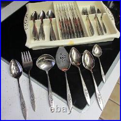 56 pc Community by Oneida ROSE SHADOW Stainless Flatware VINTAGE original tray