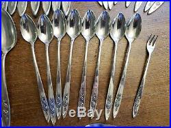 56 pieces Oneida My Rose Community Stainless Flatware serving fork tea spoons+