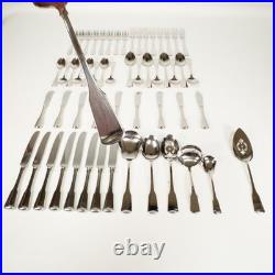 56PC Oneida Stainless Sandhurst Glossy Cube 18/8 Flatware For 8 + Serving Extras