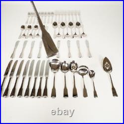 56PC Oneida Stainless Sandhurst Glossy Cube 18/8 Flatware For 8 + Serving Extras