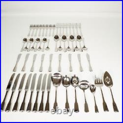 56PC Oneida Stainless Sandhurst Glossy Cube 18/8 Flatware For 8 + Serving Extras