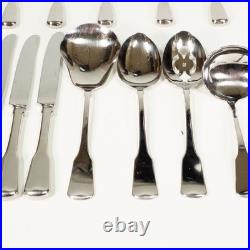 56PC Oneida Stainless Sandhurst Glossy Cube 18/8 Flatware For 8 + Serving Extras