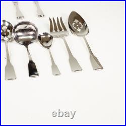 56PC Oneida Stainless Sandhurst Glossy Cube 18/8 Flatware For 8 + Serving Extras