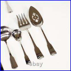 56PC Oneida Stainless Sandhurst Glossy Cube 18/8 Flatware For 8 + Serving Extras