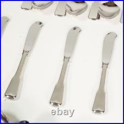 56PC Oneida Stainless Sandhurst Glossy Cube 18/8 Flatware For 8 + Serving Extras