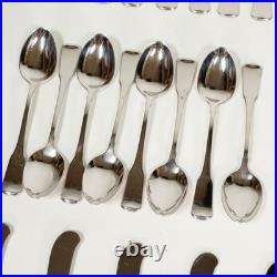 56PC Oneida Stainless Sandhurst Glossy Cube 18/8 Flatware For 8 + Serving Extras