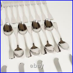 56PC Oneida Stainless Sandhurst Glossy Cube 18/8 Flatware For 8 + Serving Extras