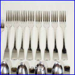 56PC Oneida Stainless Sandhurst Glossy Cube 18/8 Flatware For 8 + Serving Extras