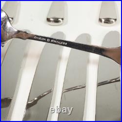 56PC Oneida Stainless Sandhurst Glossy Cube 18/8 Flatware For 8 + Serving Extras