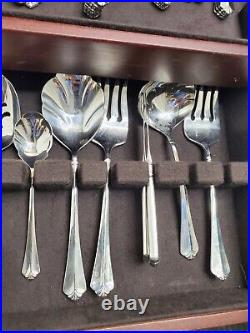 57 PCS Morning Blossom by Oneida Stainless FLATWARE Reed & Barton Chest
