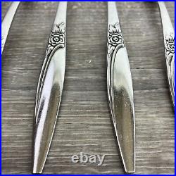 57 Pc Set 1881 Rogers Oneida Highland Rose Stainless Flatware Silverware Exclent