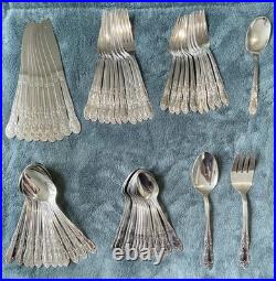 57 Pc Set- Vintage Thor Oneida Oakleigh Stain, Stainless Steel Flatware Glossy