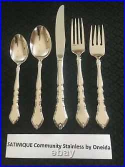 57 Pcs! Service for 10 Oneida Satinique Community Stainless with7 Hostess Free S&H