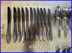 57 Pieces Community Oneida Stainless MY ROSE Includes Serving Pieces