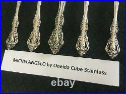 57 Pieces Serves 10 Oneida Michelangelo CUBE Stainless with5 Hostess & 12 Teaspoon