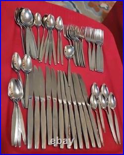57pc Oneida Community Frostfire Stainless USA Satin Knives Spoons Forks Ice Tea