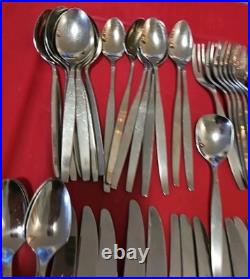 57pc Oneida Community Frostfire Stainless USA Satin Knives Spoons Forks Ice Tea 57pc Oneida Community Frostfire Stainless USA Satin Knives Spoons Forks Ice Tea