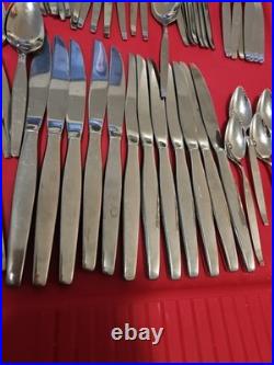 57pc Oneida Community Frostfire Stainless USA Satin Knives Spoons Forks Ice Tea