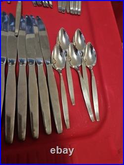 57pc Oneida Community Frostfire Stainless USA Satin Knives Spoons Forks Ice Tea