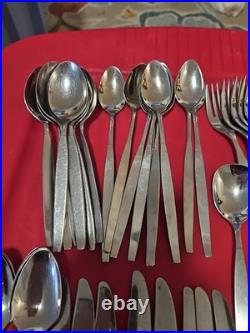 57pc Oneida Community Frostfire Stainless USA Satin Knives Spoons Forks Ice Tea