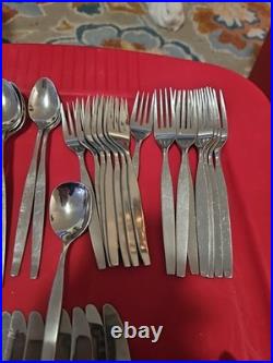 57pc Oneida Community Frostfire Stainless USA Satin Knives Spoons Forks Ice Tea