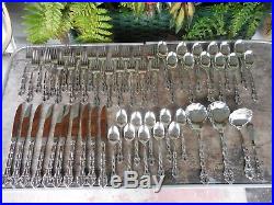 59 Pieces Oneida Community Stainless Chandelier Lot Set Fork Knife Spoon Serving