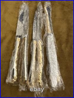 (6) DINNER KNIVES Oneida Community GOLDEN BELLE ROSE Stainless Flatware