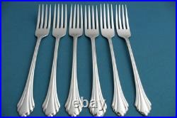 6 Dinner Forks Oneida BANCROFT Fortune Stainless Flatware 7 3/8