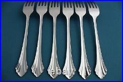 6 Dinner Forks Oneida BANCROFT Fortune Stainless Flatware 7 3/8