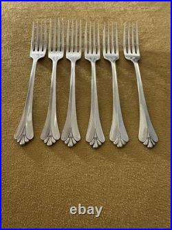 (6) Dinner Forks Oneida Community ROYAL FLUTE Stainless Flatware Glossy